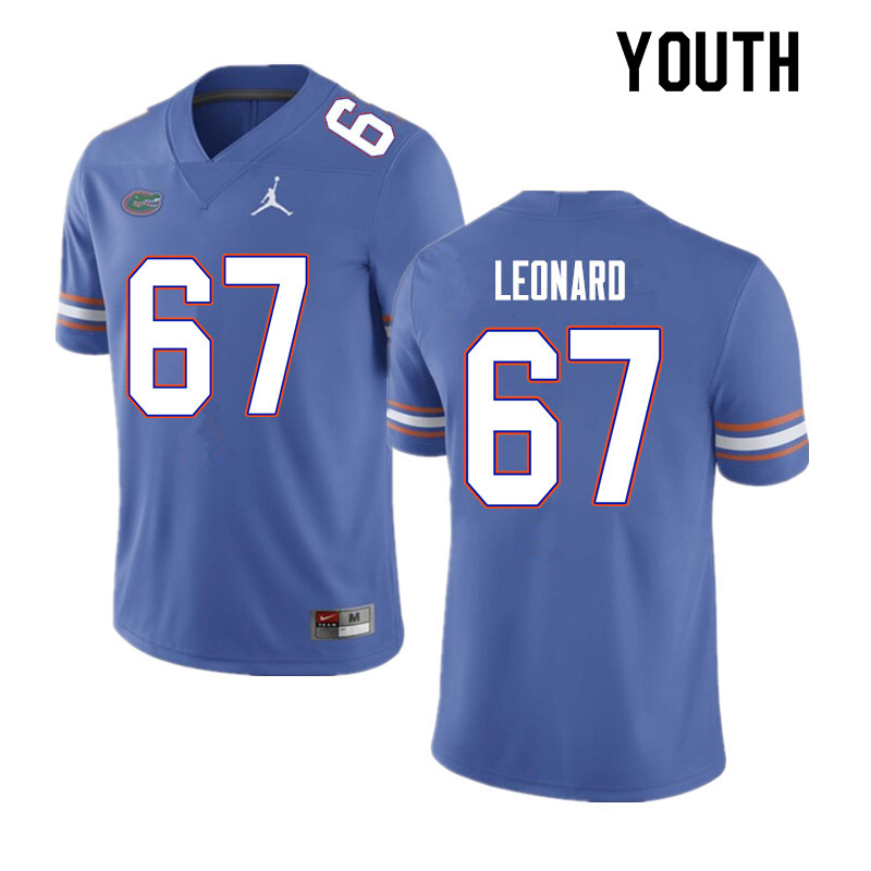 Youth #67 Richie Leonard Florida Gators College Football Jerseys Sale-Blue - Click Image to Close
